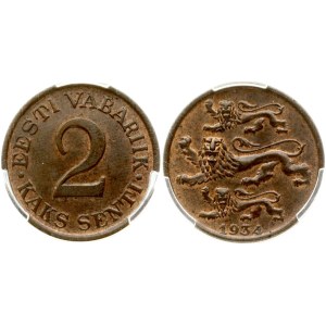 Estonia 2 Senti 1934 PCGS MS 64 BN
