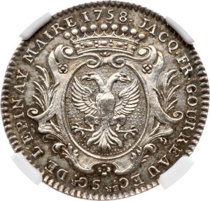 France Silver Token 1758 Mayor of Angers (R1) NGC MS 61