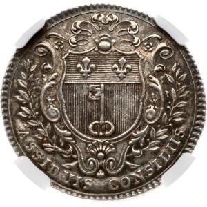 France Silver Token 1758 Mayor of Angers (R1) NGC MS 61