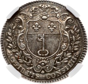France Silver Token 1758 Mayor of Angers (R1) NGC MS 61