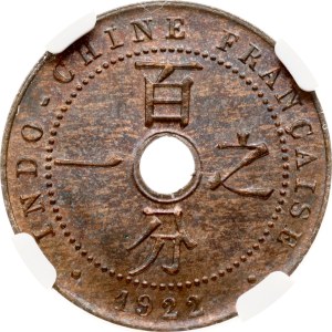 French Indochina 1 Cent 1922 A NGC MS 63 BN