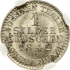 Germany Prussia 1 Silbergroschen 1842 D NGC MS 65
