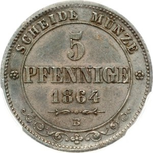 Germany Saxony 5 Pfennige 1864 B PCGS AU Detail