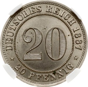 Germany 20 Pfennig 1887 A NGC MS 65