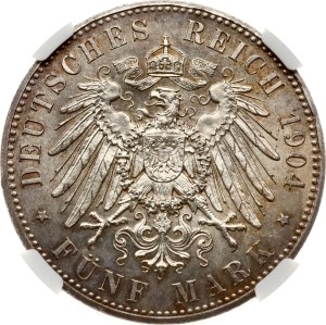 Germany Hesse-Darmstadt 5 Mark 1904 Philipp the Magnanimous NGC MS 63