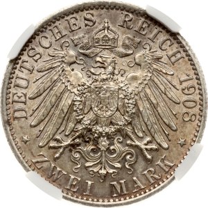 Germany Saxe-Weimar-Eisenach 2 Mark 1908 A Jena University NGC MS 62