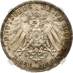 Germany Prussia 3 Mark 1908 A NGC MS 63+
