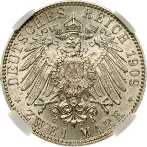 Germany Saxony 2 Mark 1909 E Leipzig University NGC MS 63