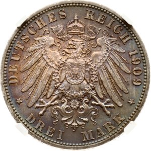Germany Schwarzburg-Sondershausen 3 Mark 1909 A Death NGC MS 63