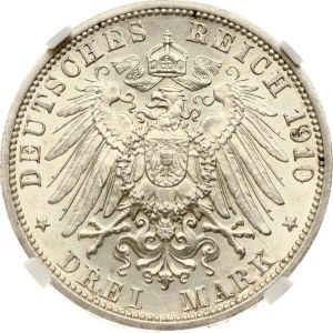 Germany Baden 3 Mark 1910 G NGC MS 61