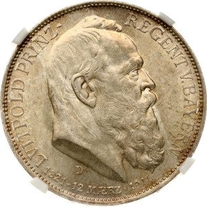Germany Bavaria 3 Mark 1911 D Birthday NGC MS 63