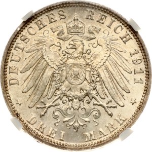 Germany Bavaria 3 Mark 1911 D Birthday NGC MS 63