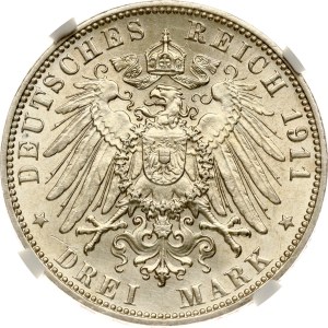 Germany Hamburg 3 Mark 1911 J NGC MS 62
