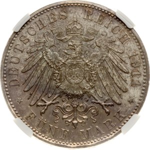 Germany Bavaria 5 Mark 1911 D Birthday NGC MS 64