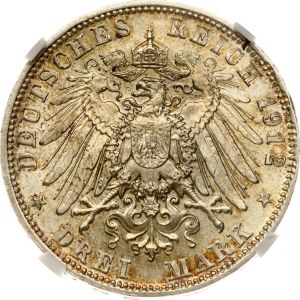 Germany Bavaria 3 Mark 1912 D NGC MS 64