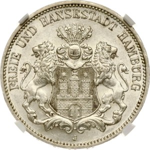 Germany Hamburg 3 Mark 1912 J NGC MS 63