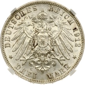 Germany Hamburg 3 Mark 1912 J NGC MS 63