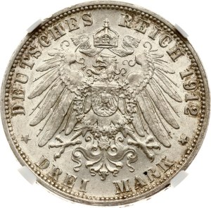 Germany Württemberg 3 Mark 1912 F NGC MS 62