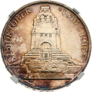 Germany Saxony 3 Mark 1913 E Battle of Leipzig NGC MS 64