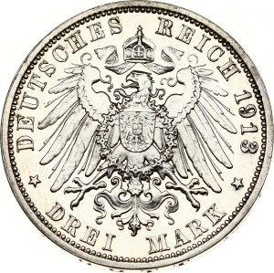 Germany Saxony 3 Mark 1913 E Battle of Leipzig