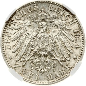 Germany Württemberg 2 Mark 1914 F NGC MS 62