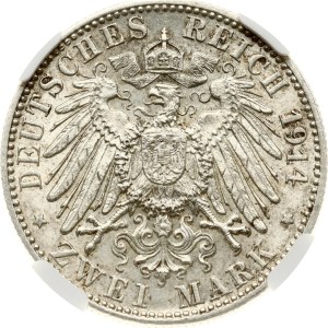 Germany Württemberg 2 Mark 1914 F NGC MS 62