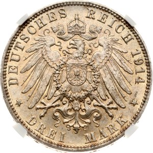 Germany Hamburg 3 Mark 1914 J NGC MS 65