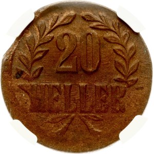 German East Africa 20 Heller 1916 T NGC MS 63 BN
