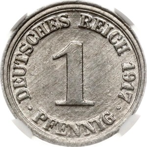 Germany 1 Pfennig 1917 F NGC MINT ERROR MS 62