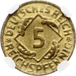Germany Weimar Republic 5 Reichspfennig 1924 D NGC MINT ERROR MS 63