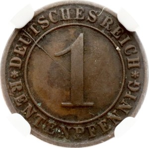 Germany Weimar Republic 1 Rentenpfennig 1924 E NGC MINT ERROR AU 58 BN