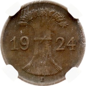 Germany Weimar Republic 1 Rentenpfennig 1924 E NGC MINT ERROR AU 58 BN