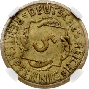 Germany Weimar Republic 5 Rentenpfennig 1924 E NGC MINT ERROR MS 62