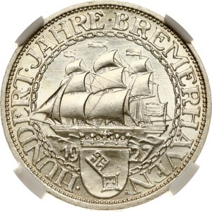 Germany Weimar Republic 3 Reichsmark 1927 A Bremerhaven NGC MS 65