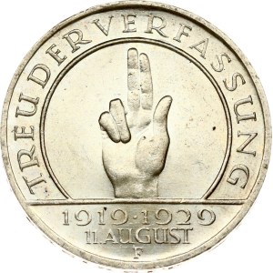 Germany Weimar Republic 3 Reichsmark 1929 F Weimar Constitution