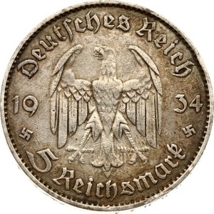 Germany Third Reich 5 Reichsmark 1934 J Potsdam Garrison Church