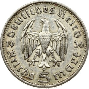Germany Third Reich 5 Reichsmark 1936 A Hindenburg