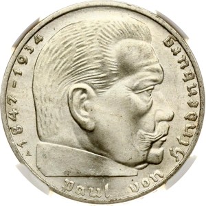 Germany Third Reich 2 Reichsmark 1937 A Hindenburg NGC MS 65 TOP POP