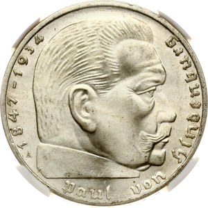 Germany Third Reich 2 Reichsmark 1937 A Hindenburg NGC MS 65 TOP POP