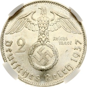 Germany Third Reich 2 Reichsmark 1937 A Hindenburg NGC MS 65 TOP POP