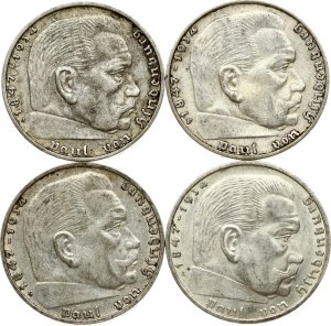 Germany Third Reich 2 Reichsmark 1937 & 1938 Lot of 4 Coins