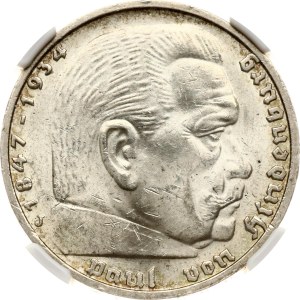 Germany Third Reich 5 Reichsmark 1937 J Hindenburg NGC MS 62