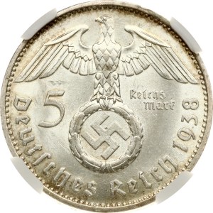 Germany Third Reich 5 Reichsmark 1938 F Hindenburg NGC MS 62