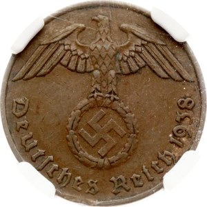 Germany Third Reich 2 Reichspfennig 1938 F NGC MINT ERROR AU 58 BN