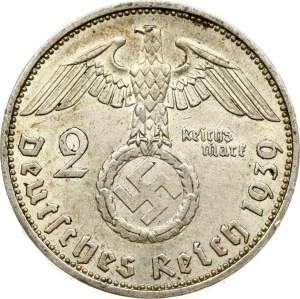 Germany Third Reich 2 Reichsmark 1939 A Hindenburg