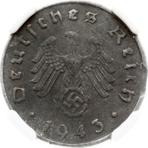 Germany Third Reich 10 Reichspfennig 1943 D NGC MINT ERROR AU 55