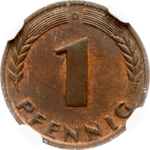 Germany Federal Republic 1 Pfennig (1949) D NGC MINT ERROR MS 62 BN