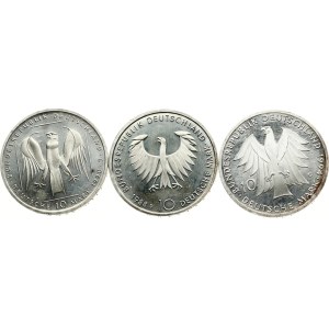 Germany Federal Republic 10 Mark 1988-1994 Lot of 3 coins