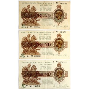 Great Britain Pound ND (1919-1928) NFWF Lot of 3 pcs