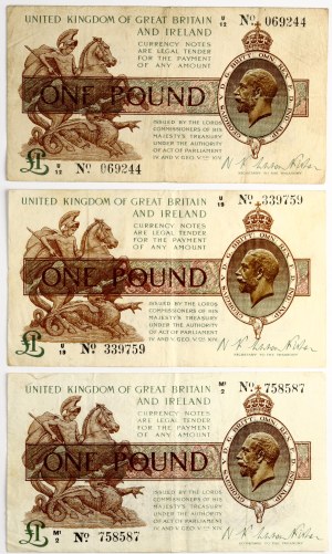 Great Britain Pound ND (1919-1928) NFWF Lot of 3 pcs